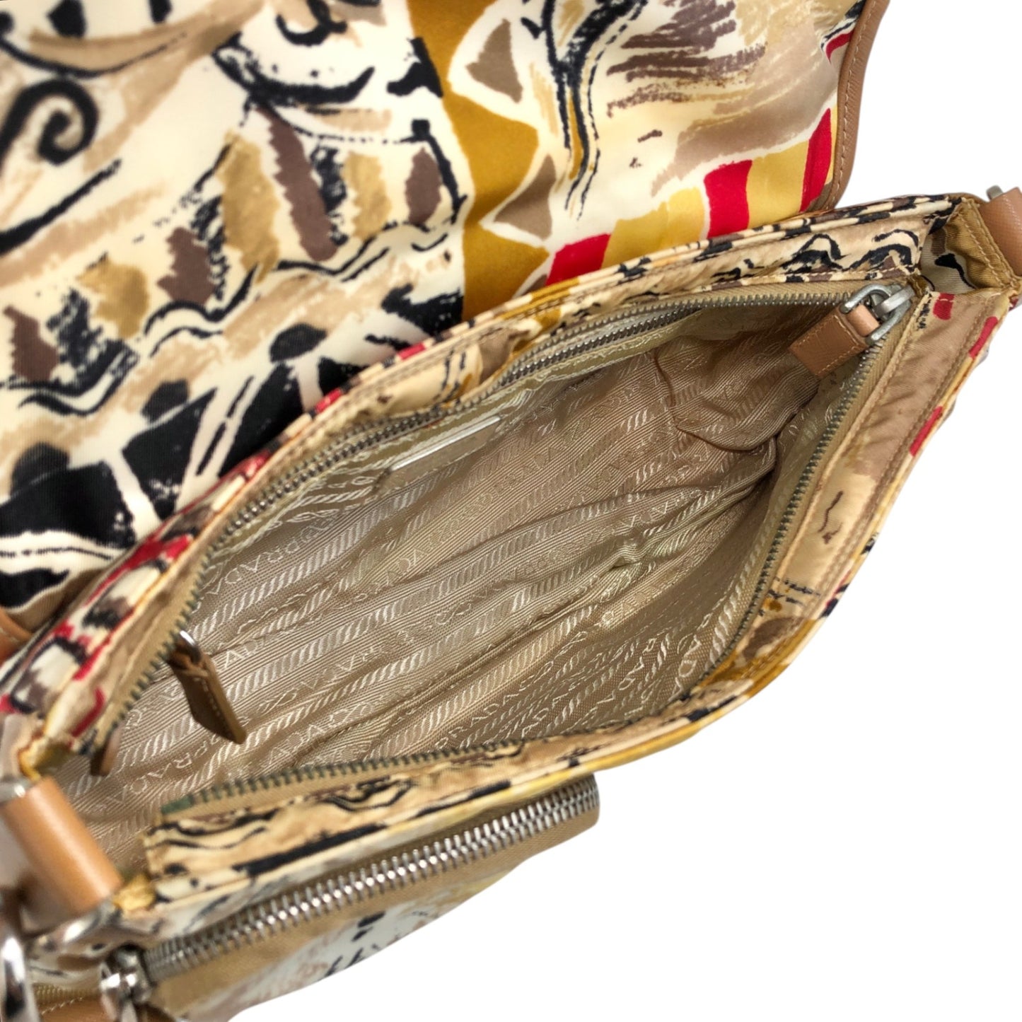 PRADA Front Buckle Shoulder bag White×Brown Vintage z5zzj2