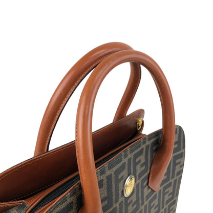FENDI Zucca Logo Handbag Boston bag Brown Vintage ewdytc
