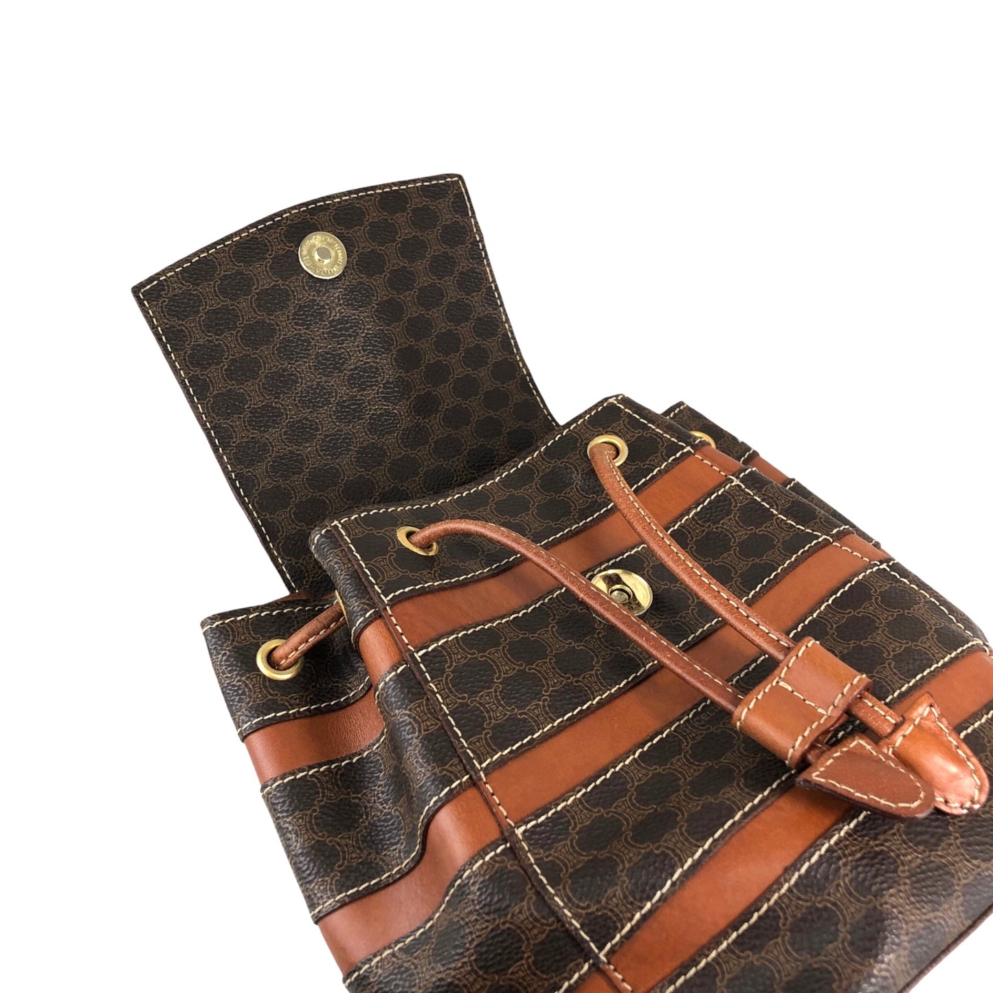 CELINE Macadam Logo Backpack Brown Vintage 32j7rc