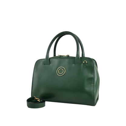 CELINE Circle Logo Two-way Handbag Shoulder bag Green Vintage 25jwbg