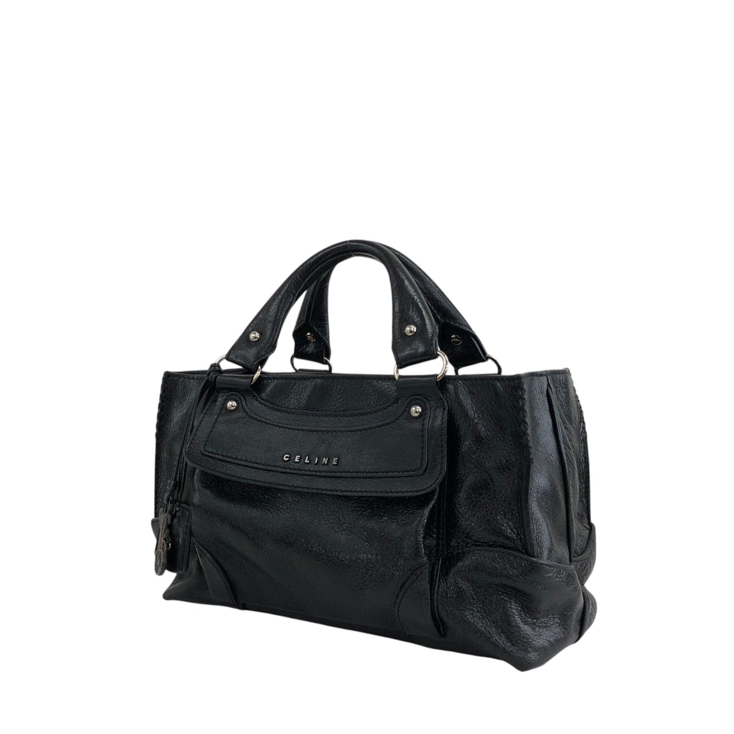 CELINE Horse Carriage Handbag Black Vintage 6m8meh