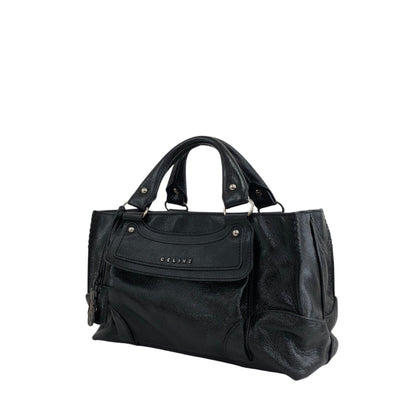 CELINE Horse Carriage Handbag Black Vintage 6m8meh