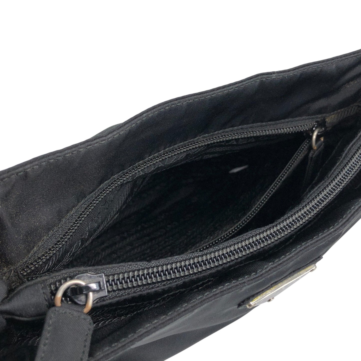 PRADA Tessuto Triangle Logo Handbag Black Vintage niprvk