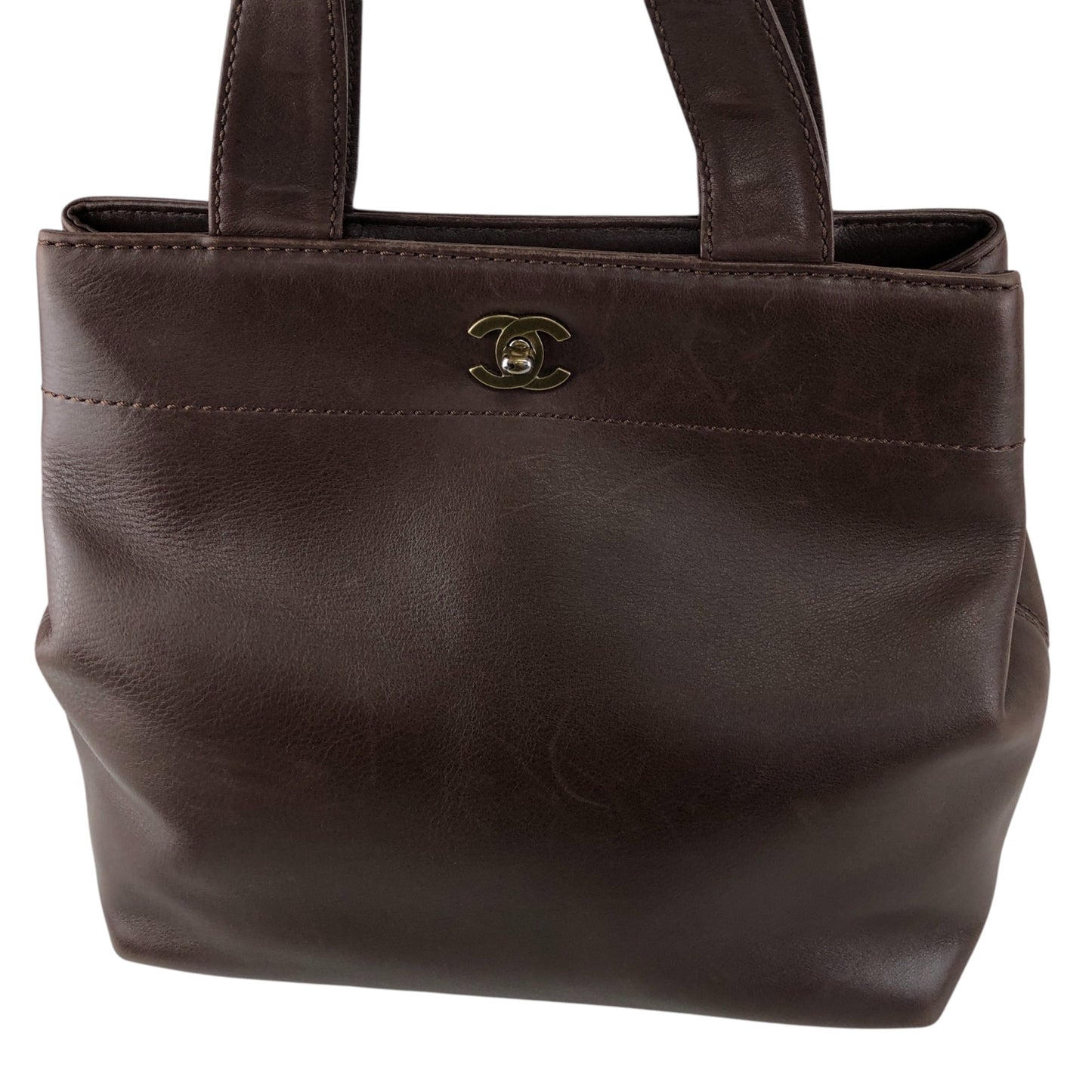 CHANEL Coco Mark Turn Lock Two-way Handbag Shoulder bag Brown Vintage kkmbzd