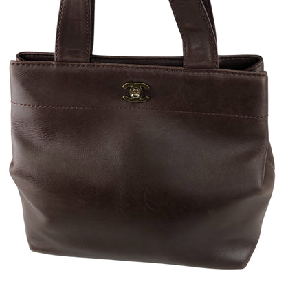 CHANEL Coco Mark Turn Lock Two-way Handbag Shoulder bag Brown Vintage kkmbzd