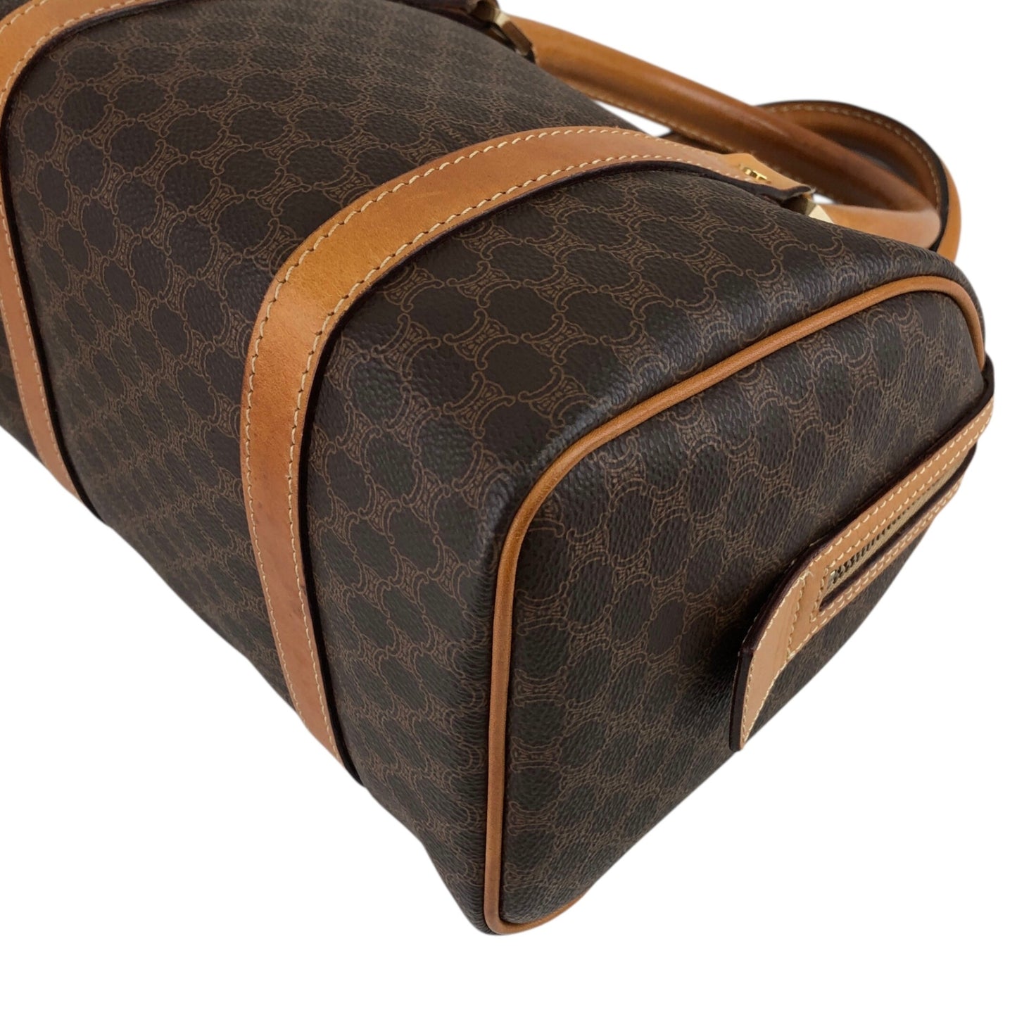CELINE Macadam Small Boston bag Handbag Brown Vintage h2xbbg