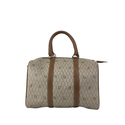 Christian Dior Honeycomb Pattern Handbag Boston bag Beige Vintage y2sxs7