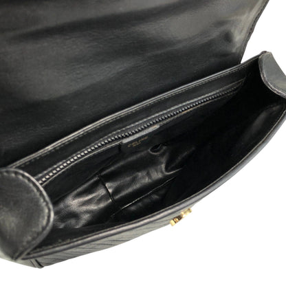 CELINE Blason Bias Stitch Shoulder bag Black Vintage hbufuu
