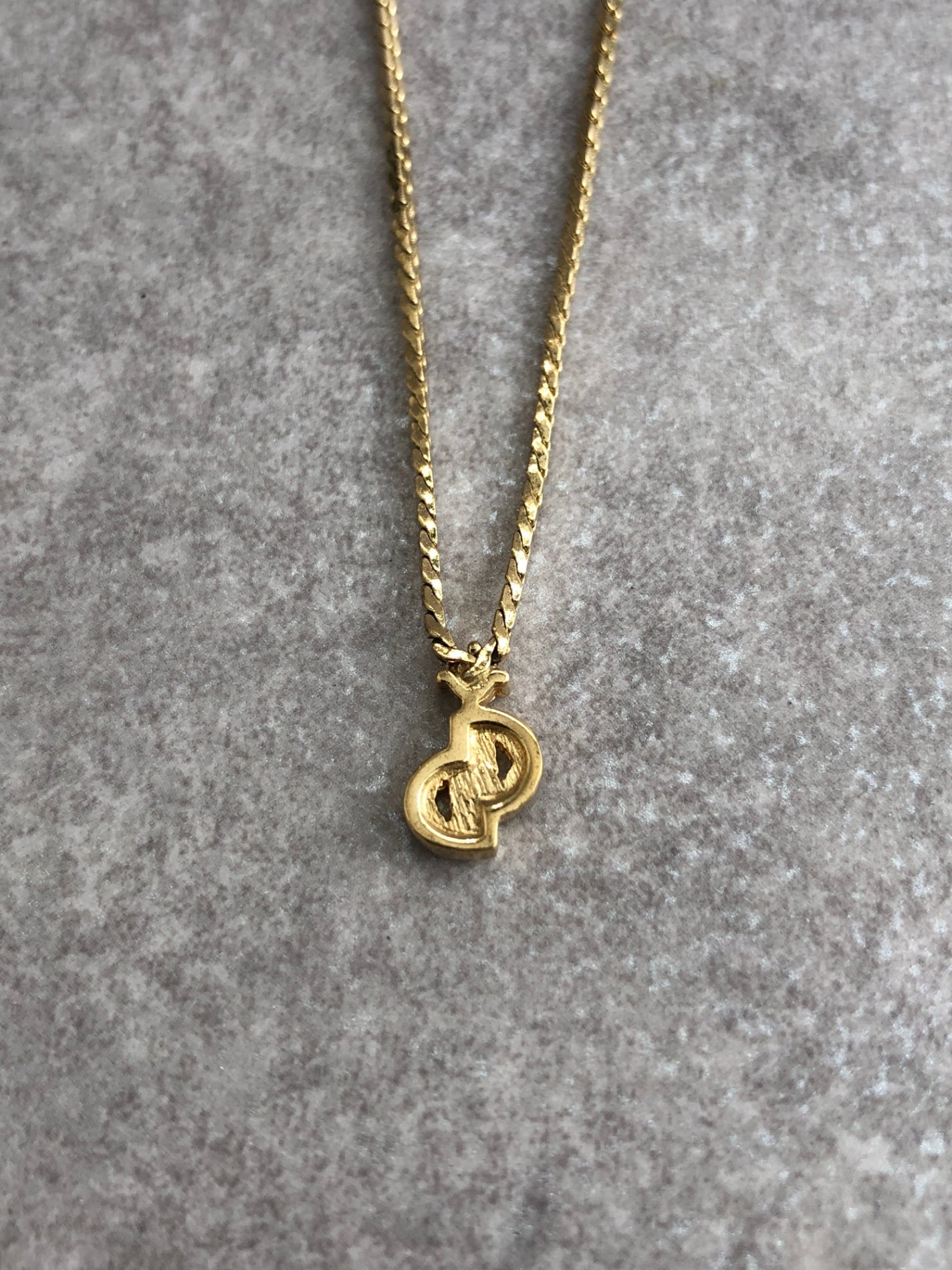 Christian Dior CD Logo Necklace Gold Vintage a4e5gp