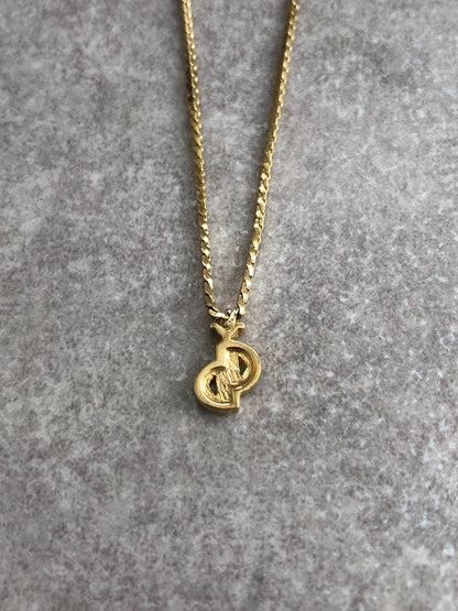 Christian Dior CD Logo Necklace Gold Vintage a4e5gp