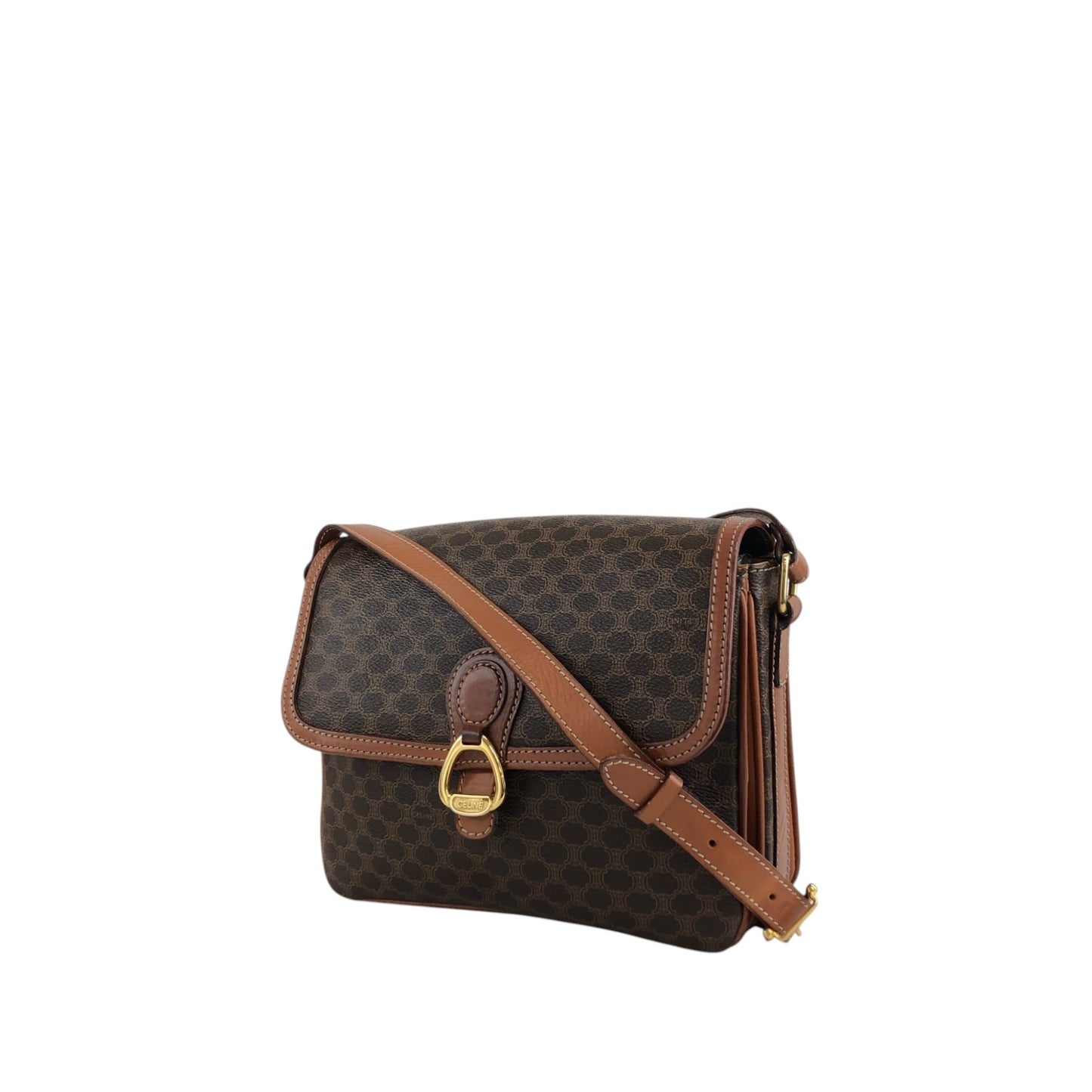 CELINE Macadam Horse Bit Shoulder bag Brown Vintage jcgk27