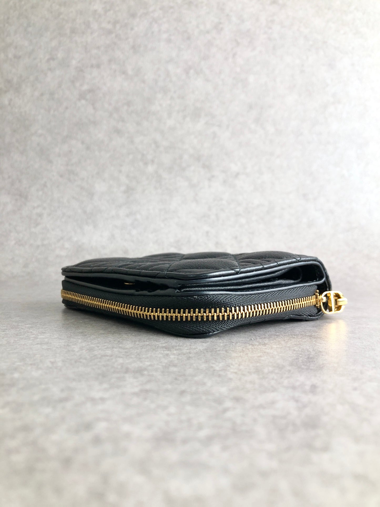 Christian Dior Cannage Folded Wallet Black Vintage j7yntp