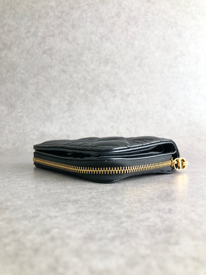 Christian Dior Cannage Folded Wallet Black Vintage j7yntp