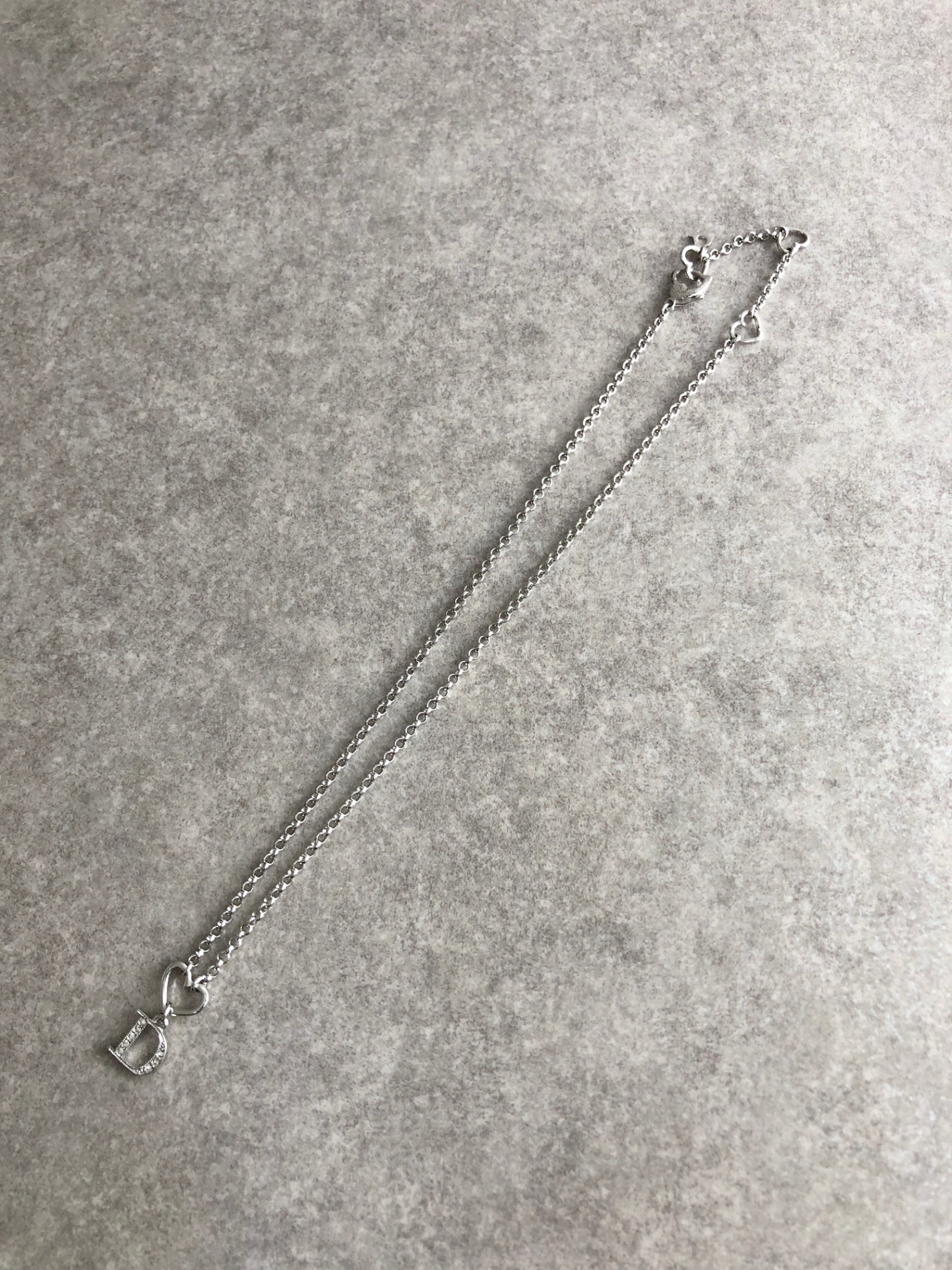 Christian Dior Heart Motif Necklace Silver Vintage i8mpxg