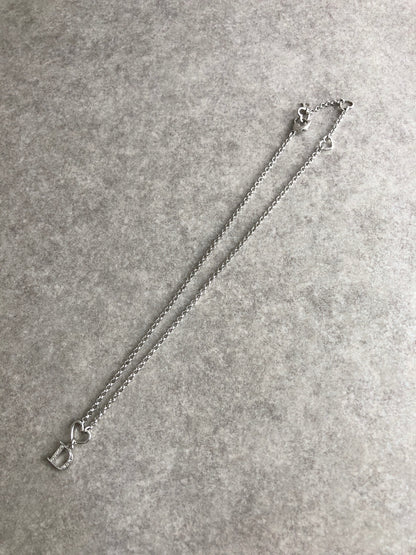 Christian Dior Heart Motif Necklace Silver Vintage i8mpxg