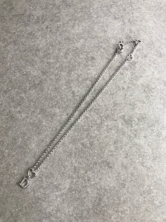 Christian Dior Heart Motif Necklace Silver Vintage i8mpxg