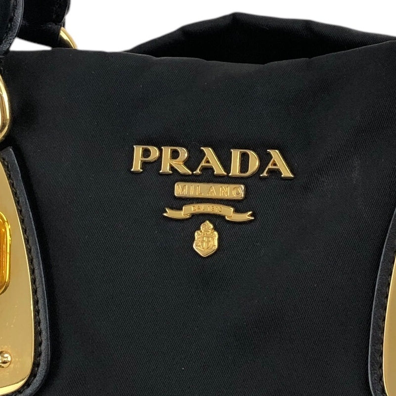 PRADA Logo Two-way Handbag Shoulder bag Black Vintage 7axa82
