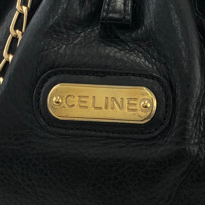 CELINE 標誌鏈條皮革雙向斜背包單肩包手拿包黑色復古 tgzbsb 