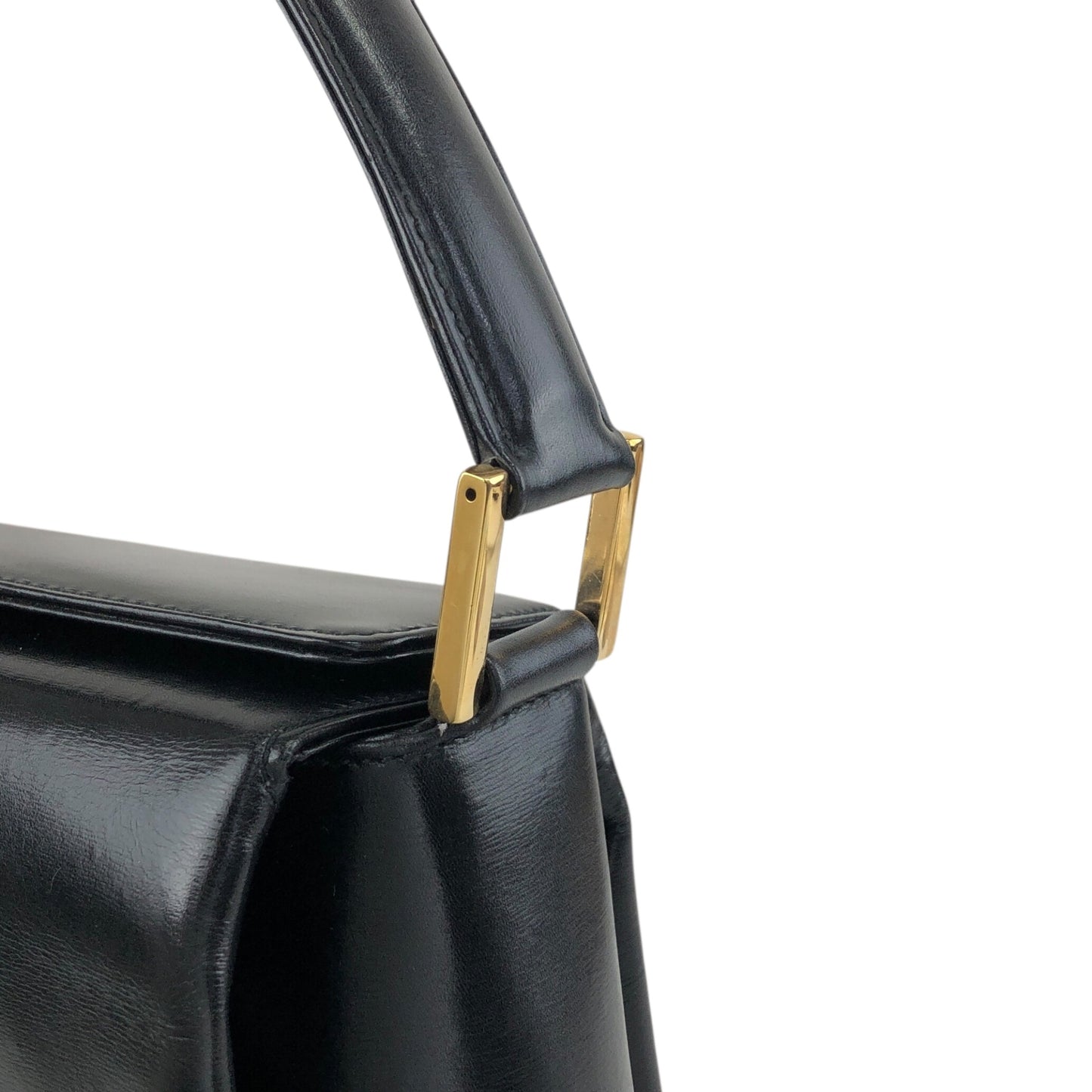 GUCCI Logo Handbag Vanity bag Black Vintage aitdmr