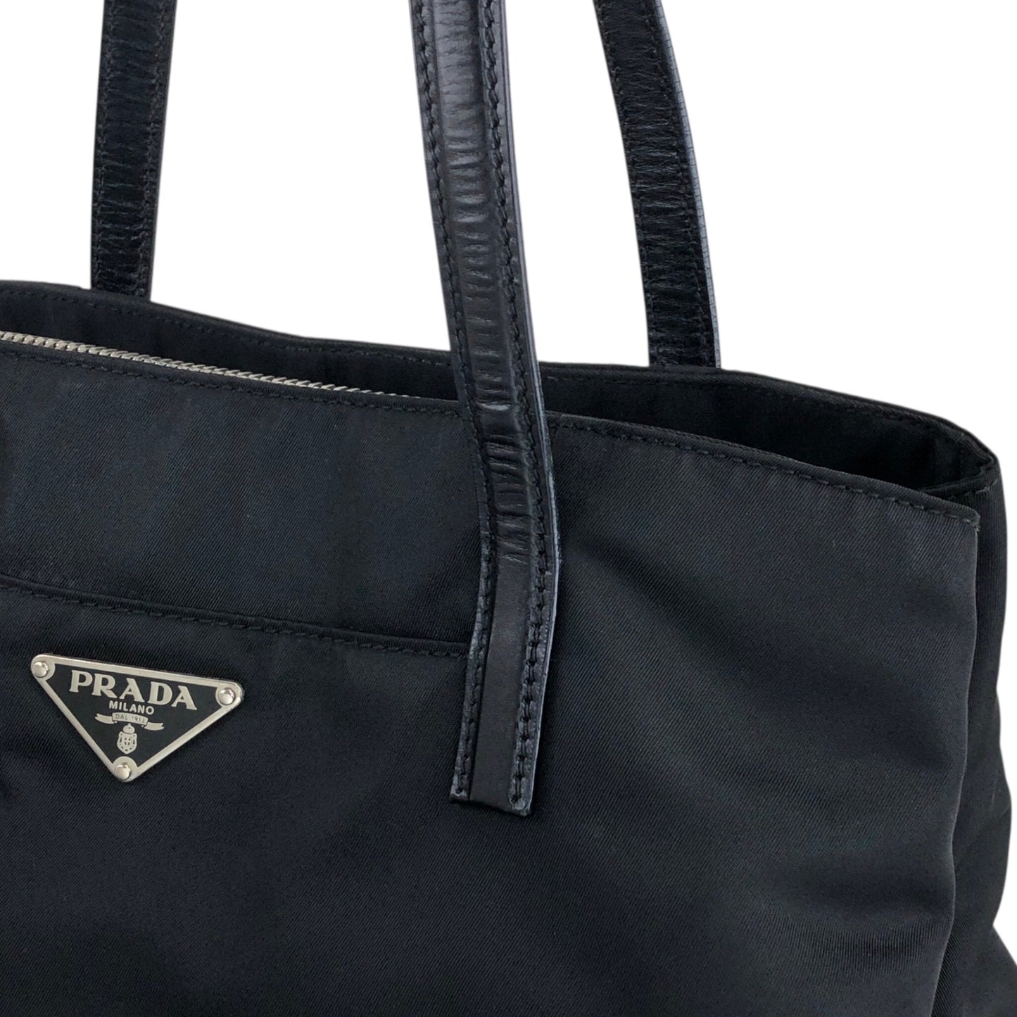 PRADA Tessuto Triangle Logo Totebag Black Vintage nz73vd