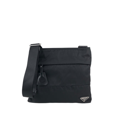 PRADA Tessuto Triangle Logo Shoulder bag Black Vintage f7iw67