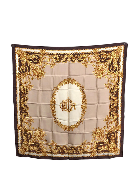 Christian Dior SILK  Scarf Pink×Brown Vintage 5afkvs