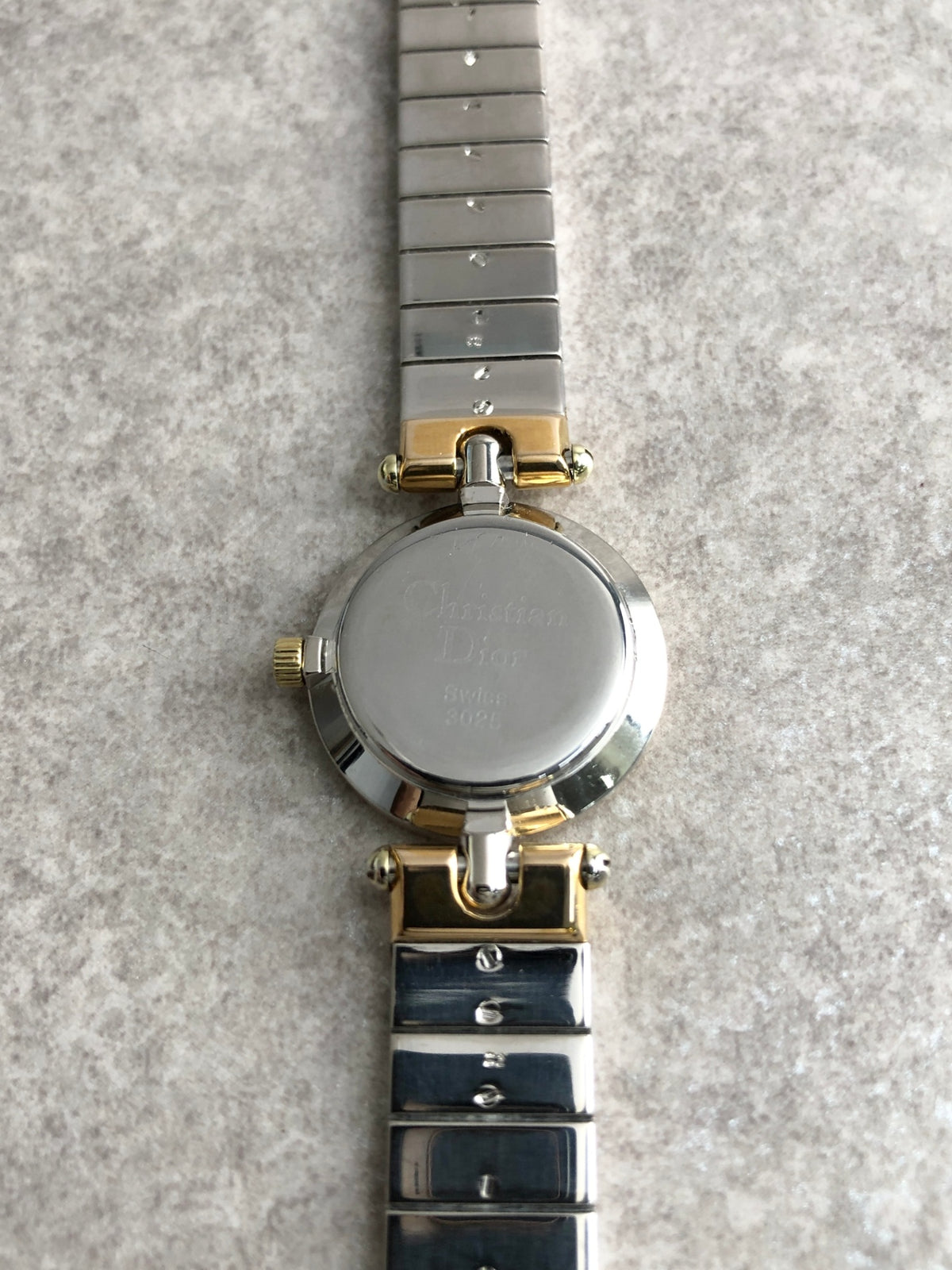 Christian Dior Logo Quartz Watch Silver×Gold 3025 Vintage h2x5fz