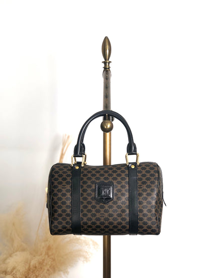 CELINE Macadam Blason Two-way Small Boston bag Shoulder bag Black Vintage anvhd8