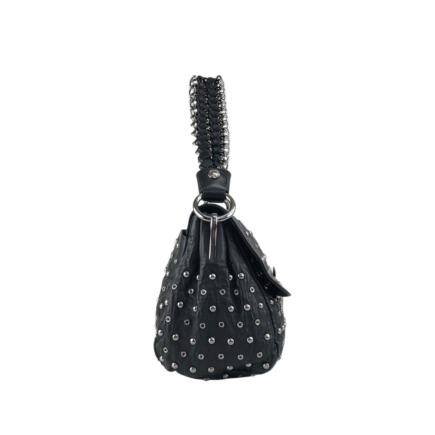 PRADA Studs Pushlock Shoulder bag Black Vintage mh4vuk