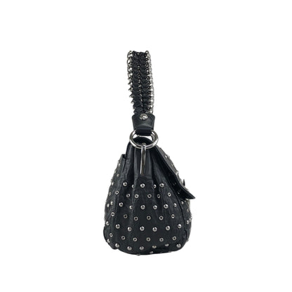 PRADA Studs Pushlock Shoulder bag Black Vintage mh4vuk