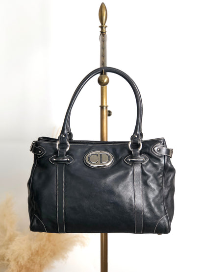 Christian Dior CD Logo Handbag Totebag Black Vintage js7hxe