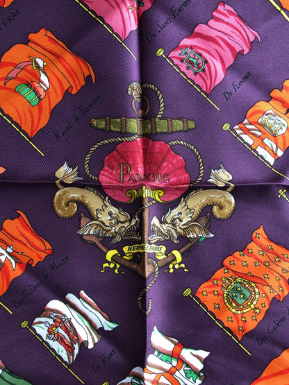 HERMES Silk Scarf Purple PAVOIS Vintage bpw8jp