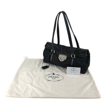 PRADA Triangle Logo Front Lock Totebag Black Vintage dggbp5