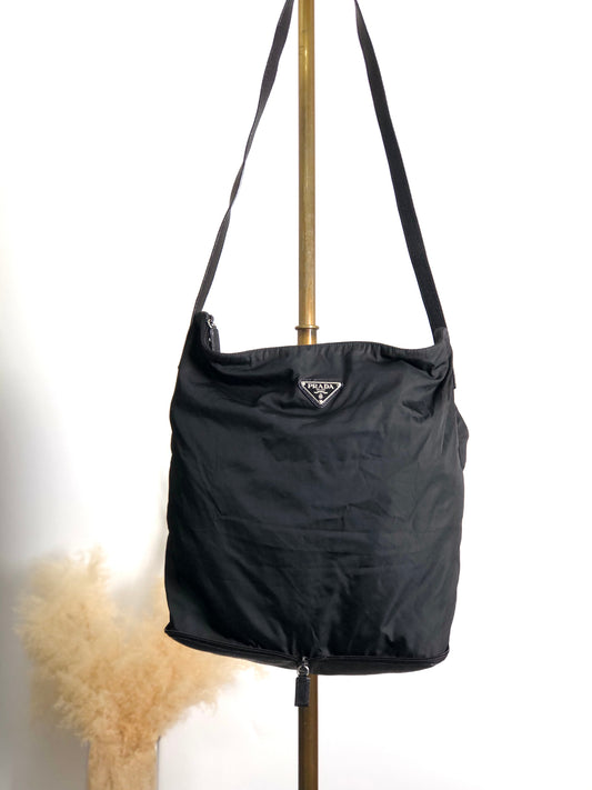 PRADA Triangle Logo Shoulder bag Black Vintage s733w2