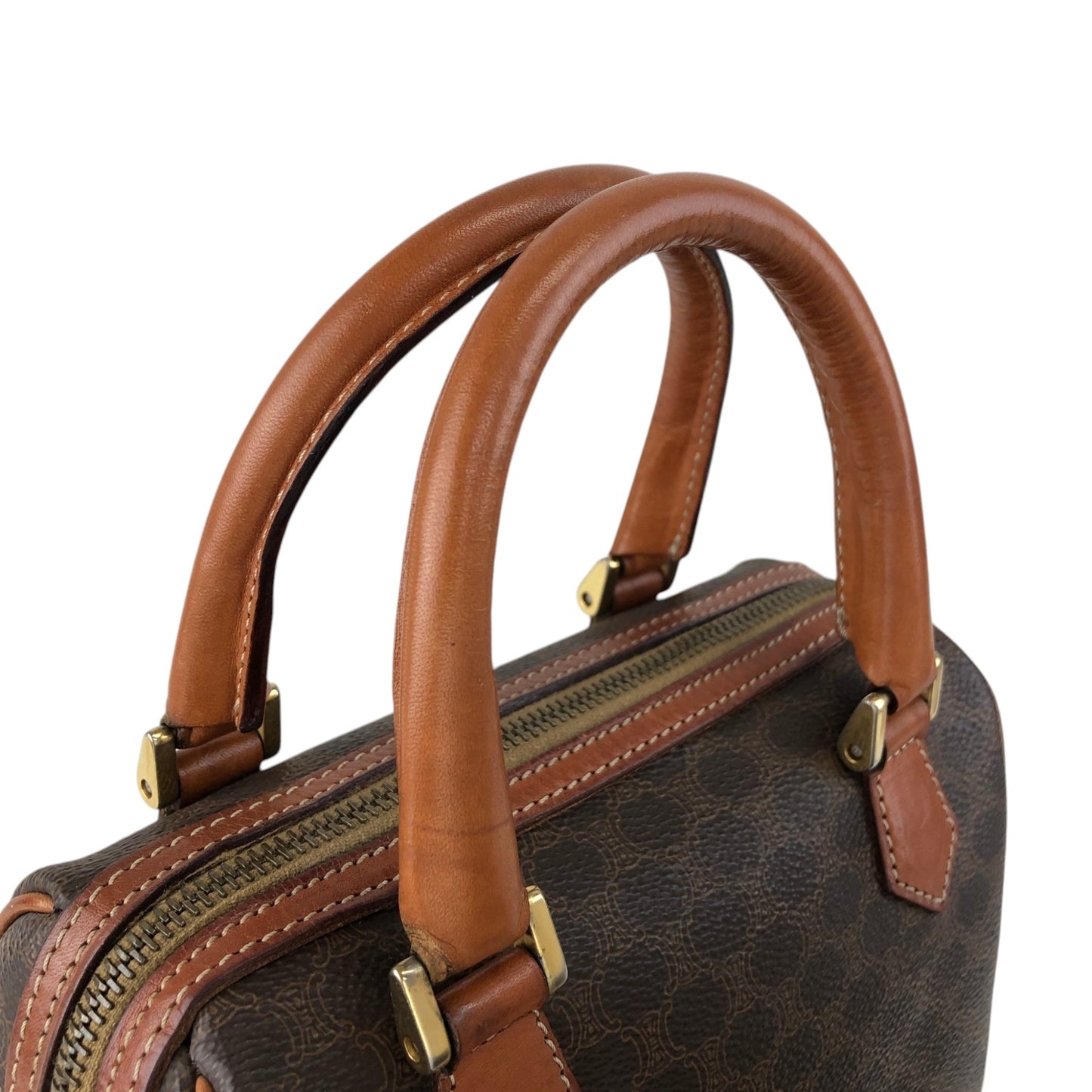 CELINE Macadam Blason Two-way Small Boston bag Shoulder bag Brown Vintage 2kpnhi