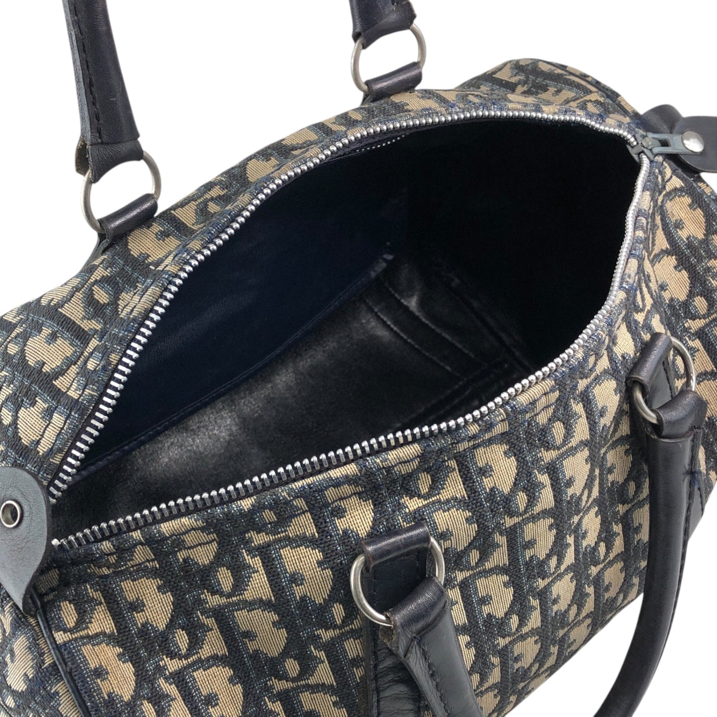 Christian Dior Trotter Small Boston bag Handbag Navy Vintage 6524f6