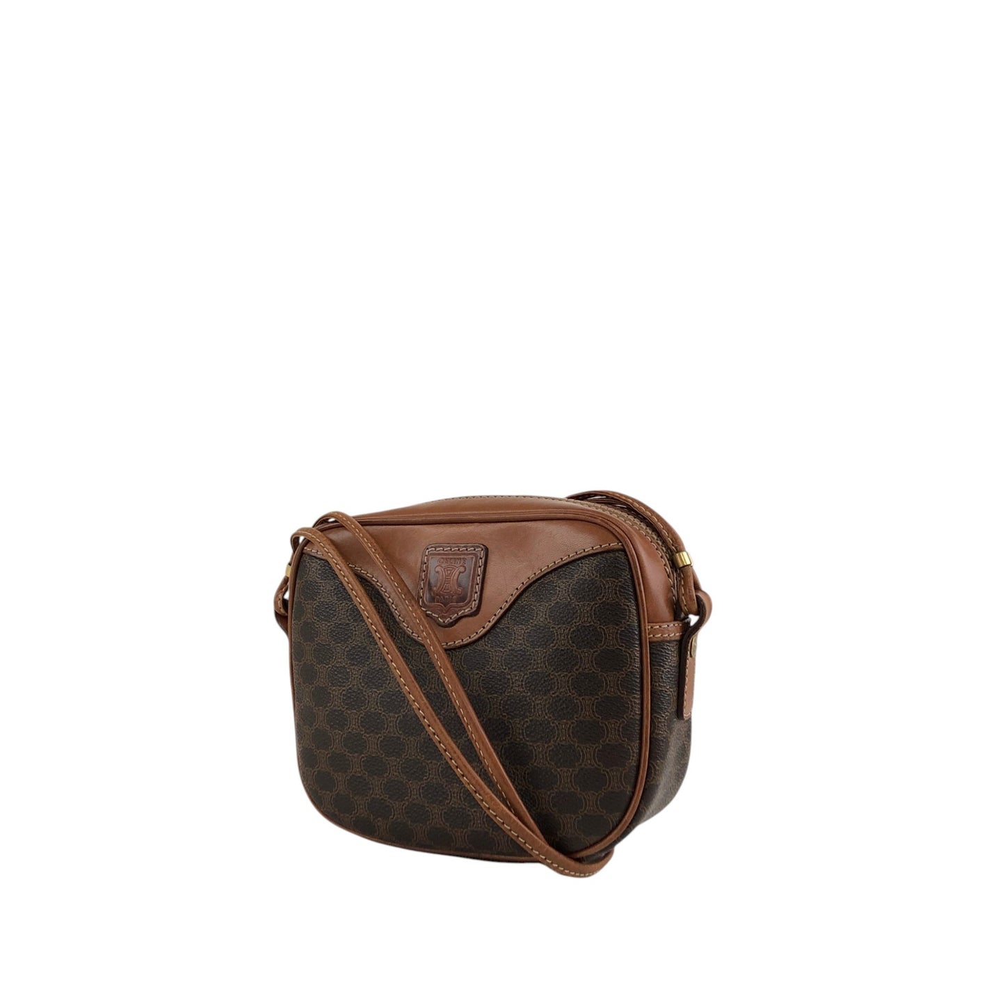 CELINE Macadam Blason Shoulder bag Brown Vintage ebzayc