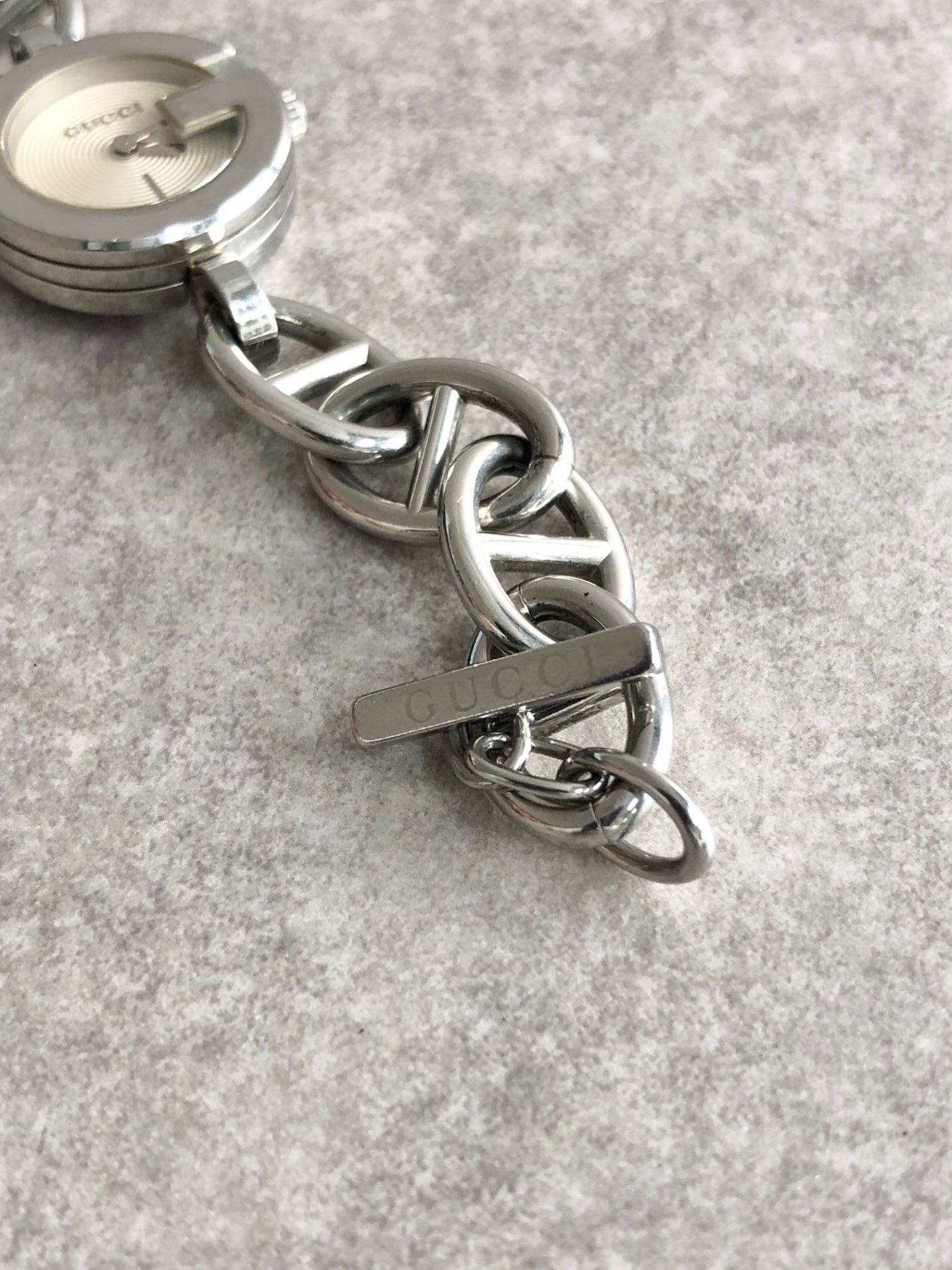 GUCCI Logo Bracelet Watch Silver Vintage 28nhzx