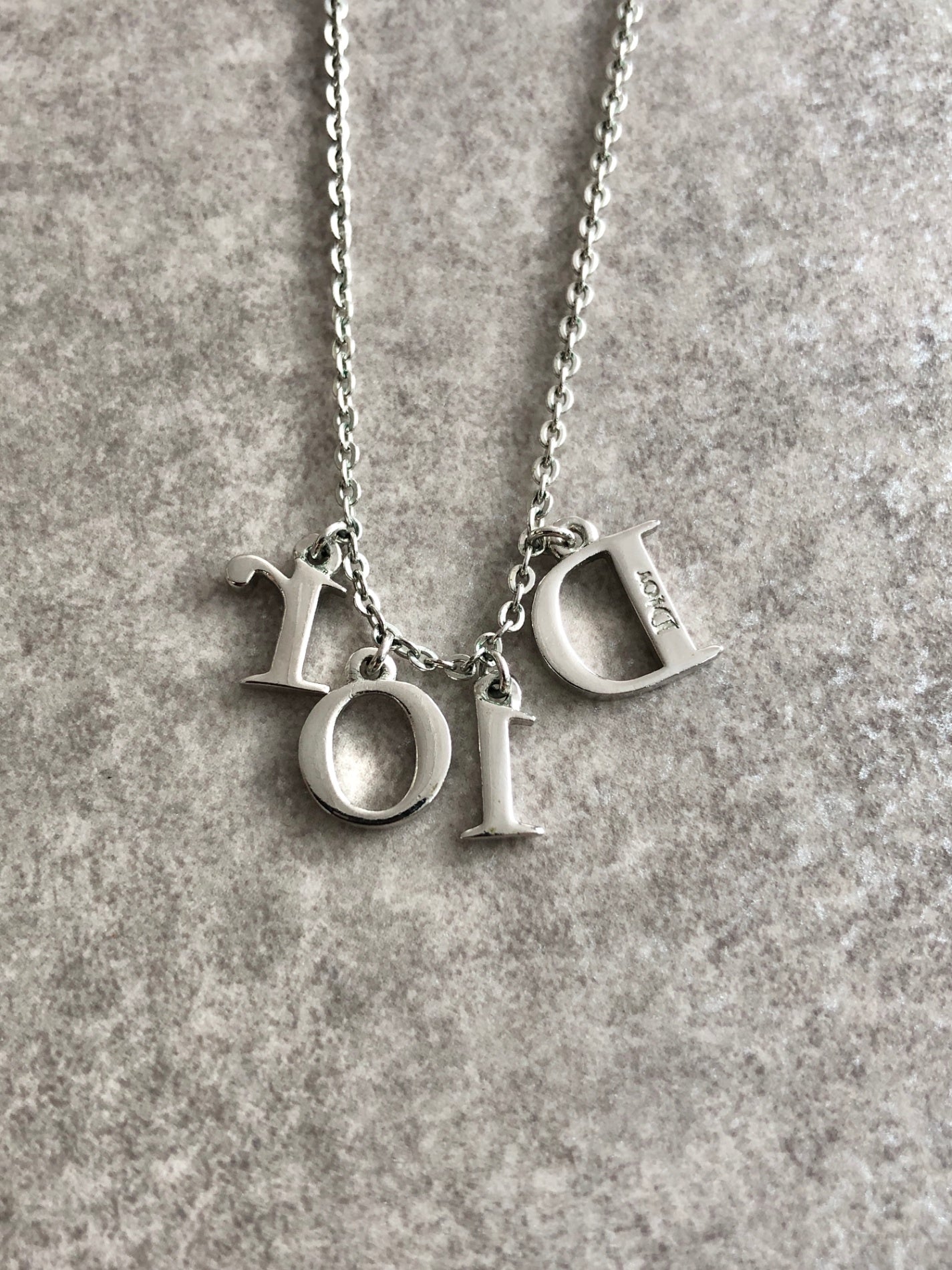 Christian Dior Logo Motif Necklace Silver Vintage 4vs2mn