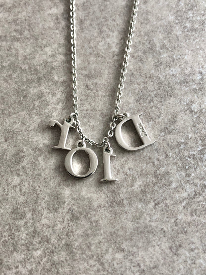 Christian Dior Logo Motif Necklace Silver Vintage 4vs2mn