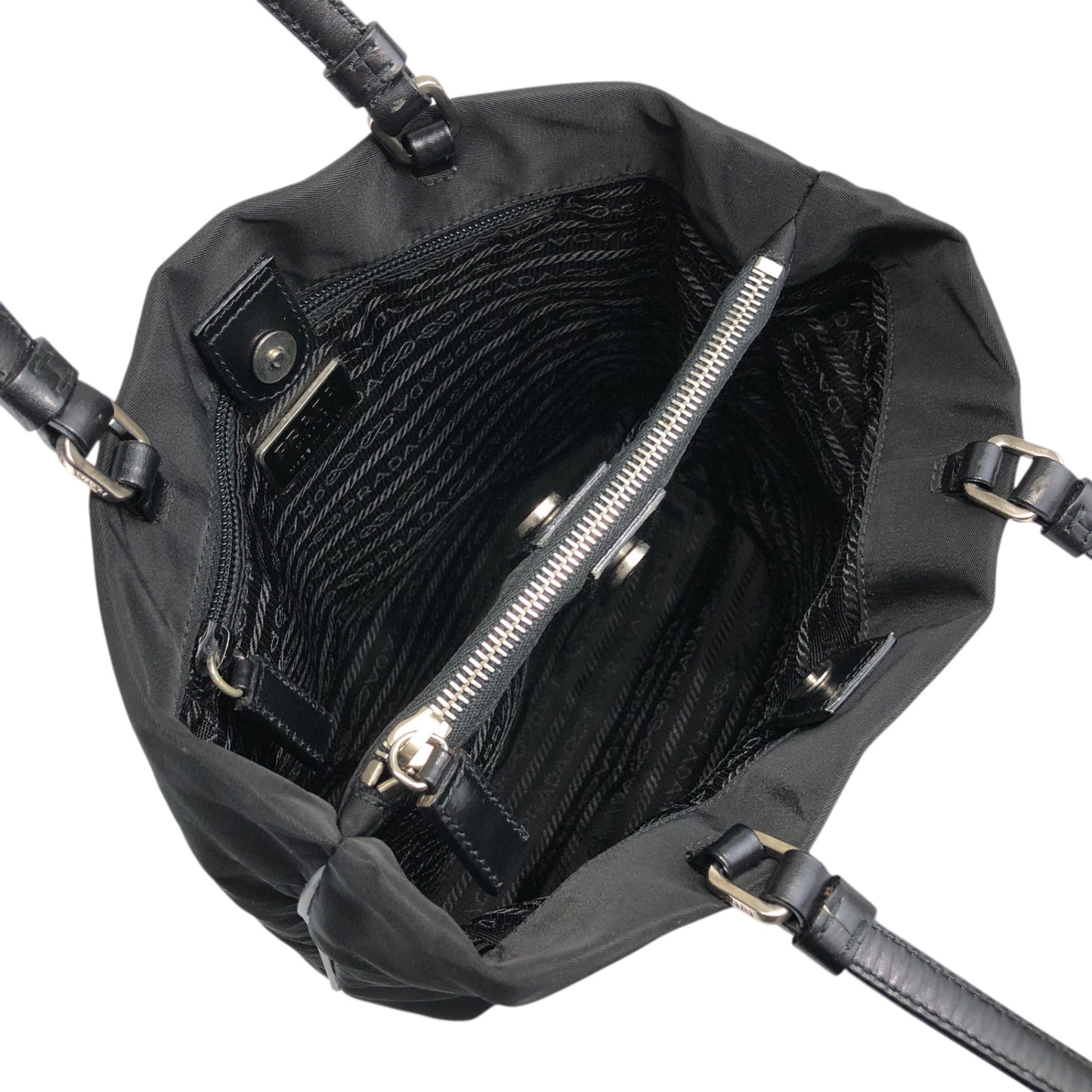 PRADA Tessuto Triangle Logo Totebag Black Vintage x4un45