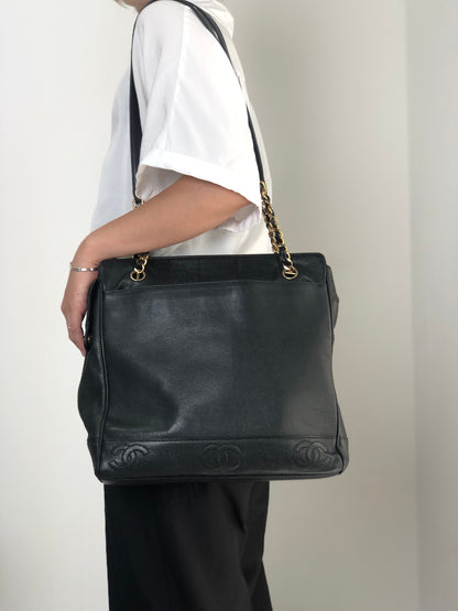 CHANEL Coco Mark Chain Shoulder bag Black Vintage gph8sd