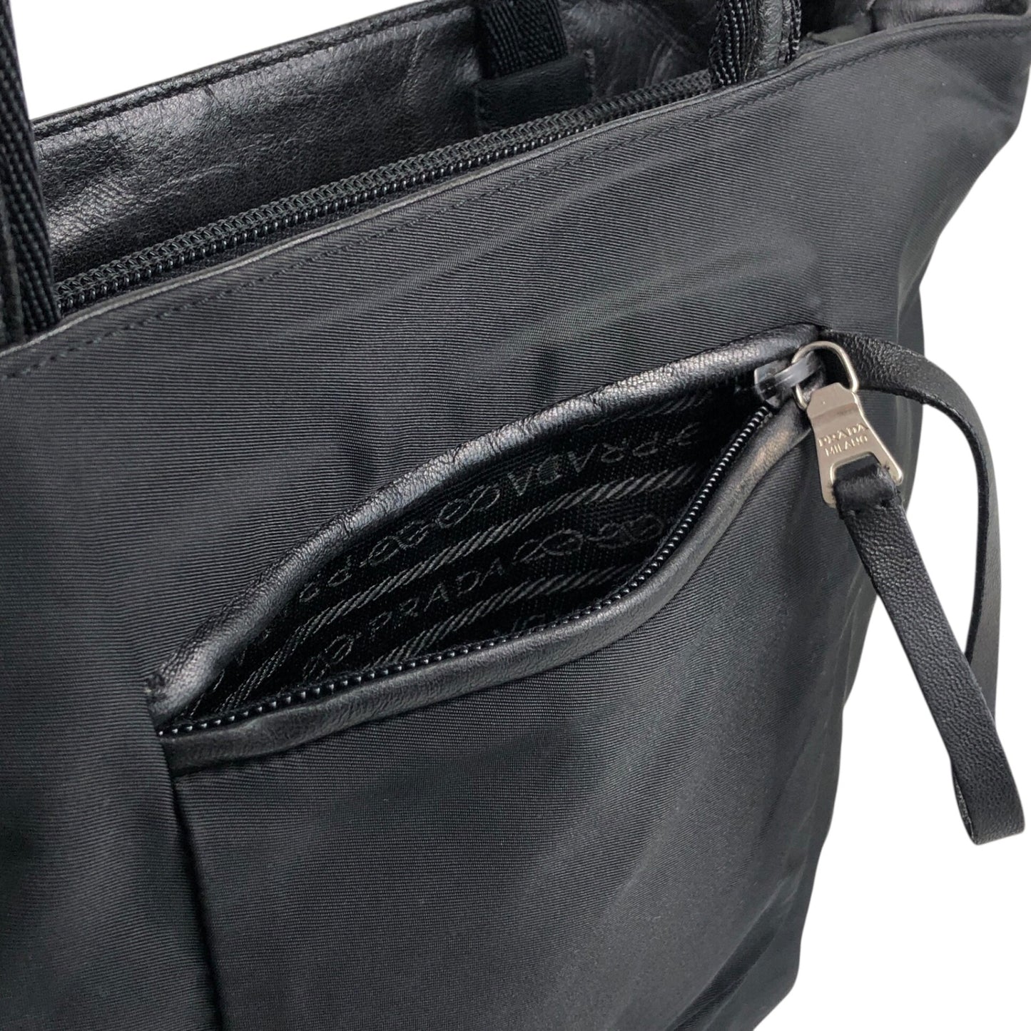 PRADA Tessuto Triangle Logo Totebag Black Vintage f4iv53