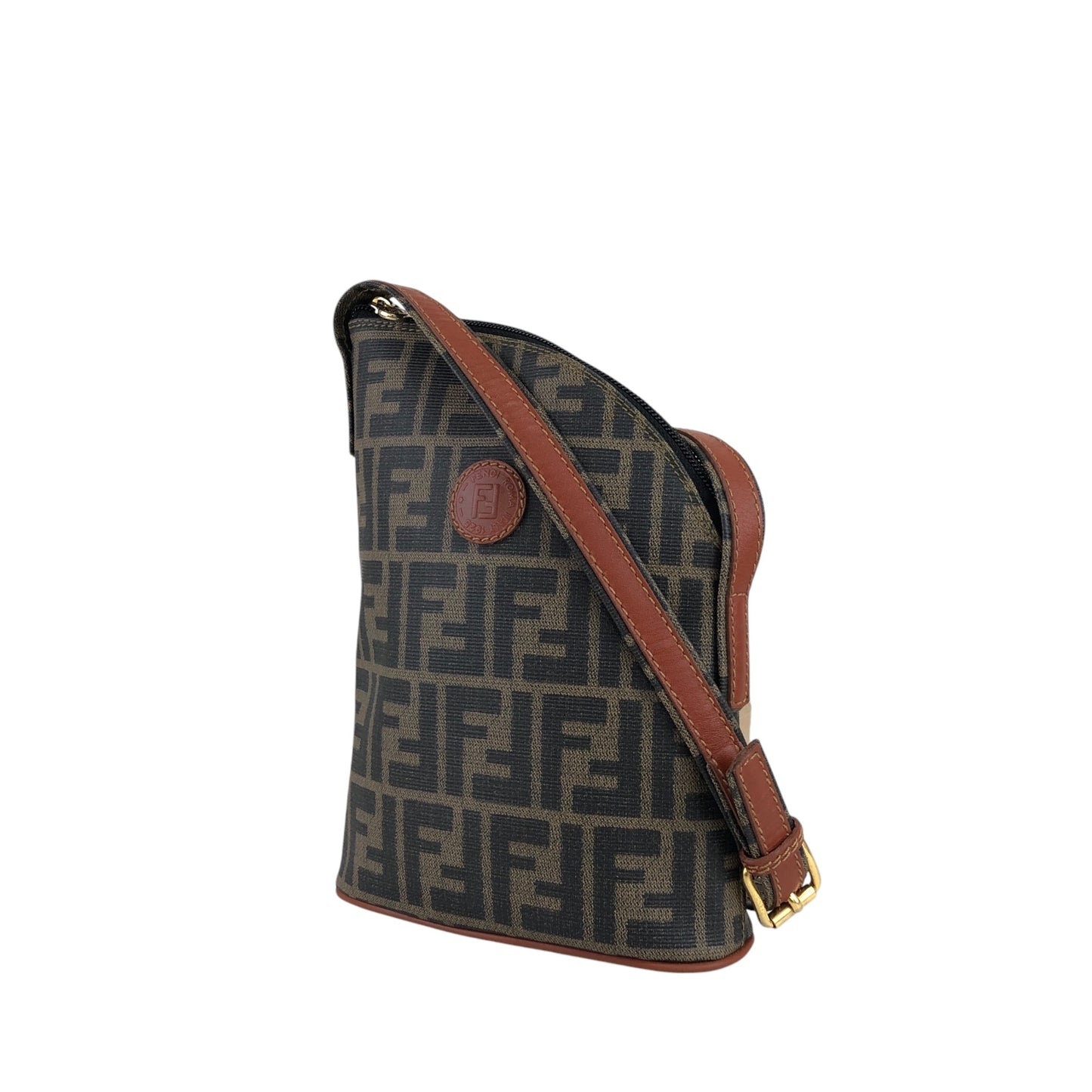 FENDI Zucca Logo Shoulder bag Brown Vintage eizakd