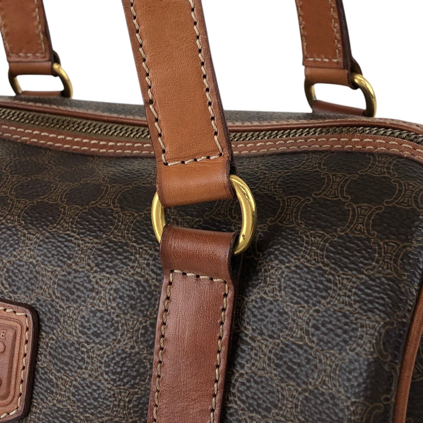 CELINE Macadam Blason Handbag Brown Vintage gbe4wr