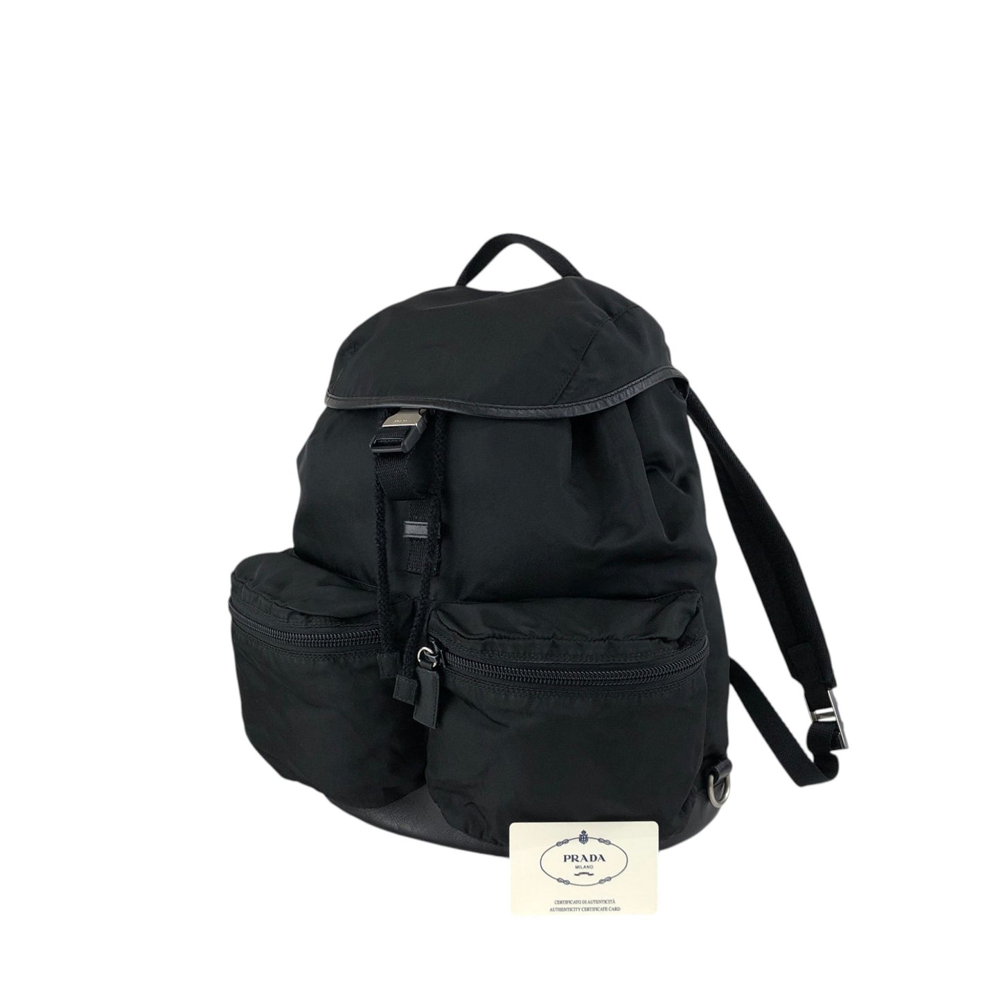 PRADA Tessuto Triangle Logo Backpack Black Vintage cdmpeg