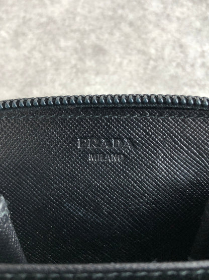 PRADA Tessuto Triangle Logo Coin Purse Black Vintage 4nbjju