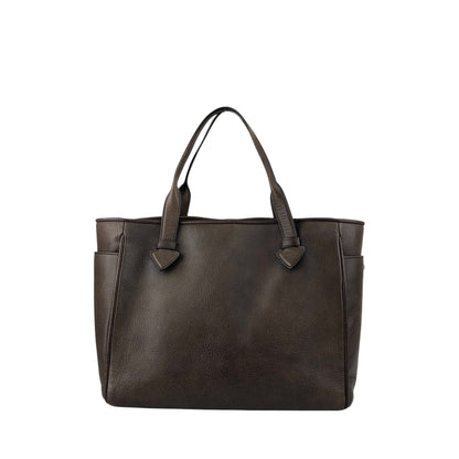 LOEWE Logo Embossed Handbag Totebag Brown Vintage faniey