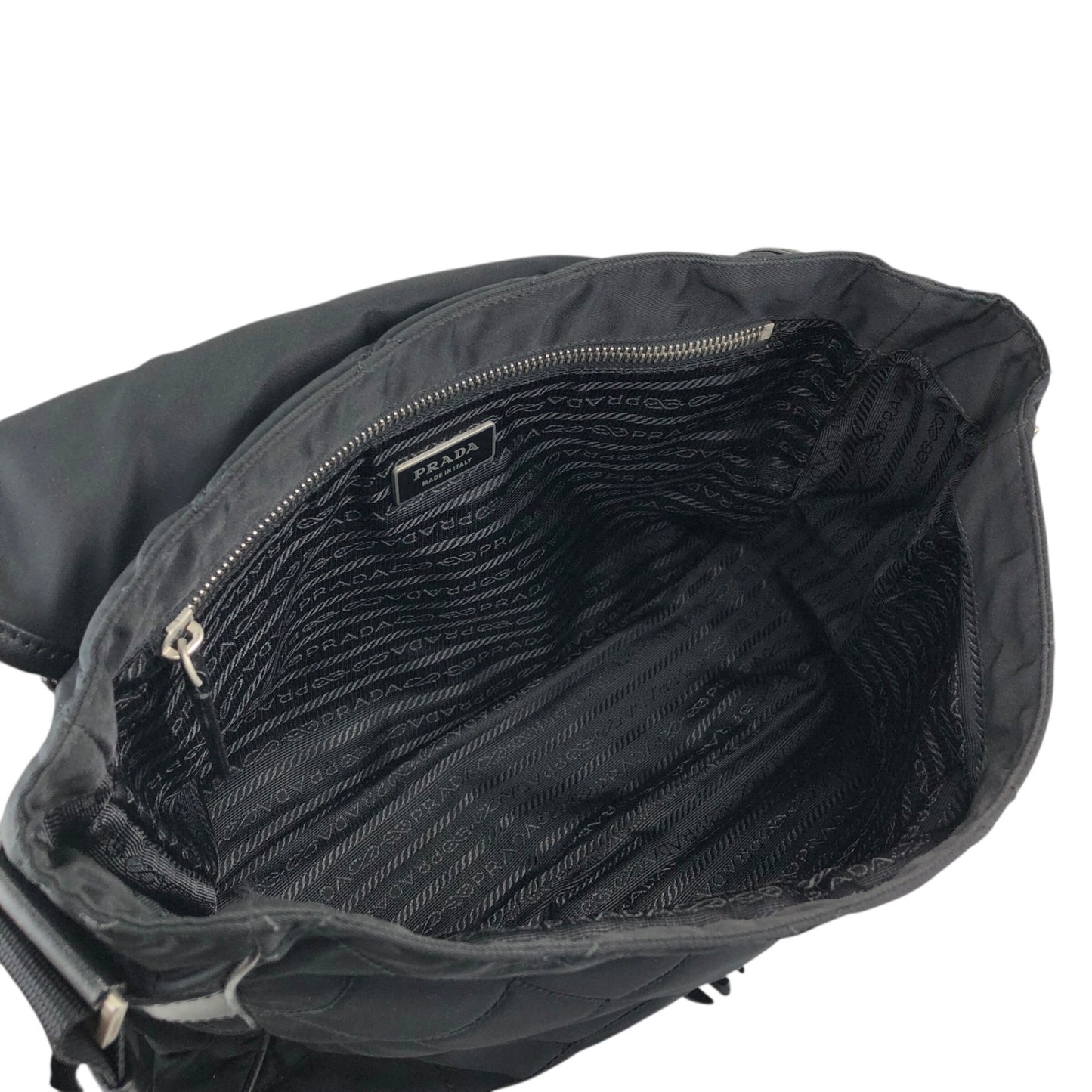 PRADA Tessuto Triangle Logo Shoulder bag Black Vintage g5c3is