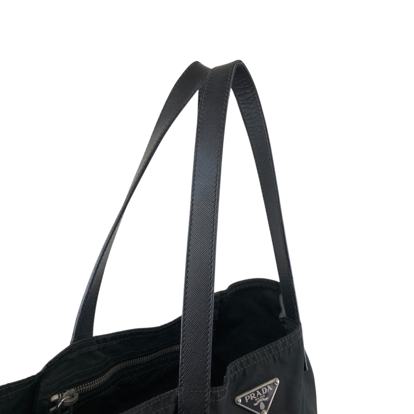 PRADA Tessuto Triangle Logo Totebag Black Vintage znncse